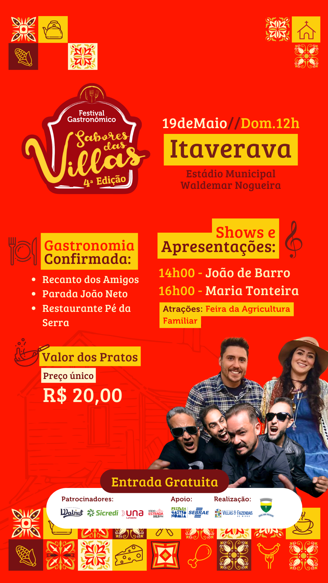 HOJE TEM FESTA: sábado e domingo de mais Festival Gastronômico “Sabores das Villas” em Rio Espera e Itaverava